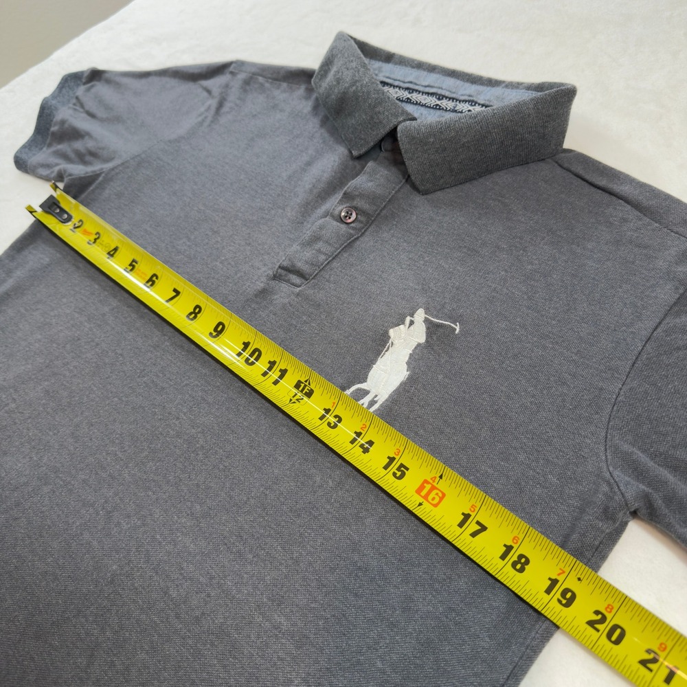 Polo Ralph Lauren Big Pony Polo Mens Medium Grey Good Custom Slim Fit Cotton - Picture 10 of 10